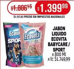 Ecovita - JABON LIQUIDO BABYCARE/ SPORT