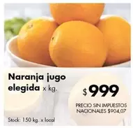 X$ - Naranja jugo elegida