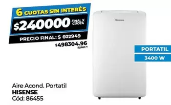 Hisense - Aire Acond. Portatil Cód: 86455