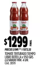 X$ - TOMATE TRITURADO TIEMPO LIBRE BOTELLA x 950 GRS