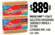 X$ - GALLETITAS MEDIATARDE SANDWICH TRIPACK