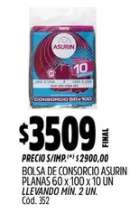 Asurin - BOLSA DE CONSORCIO PLANAS 60 x 100 x 10 UN