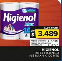 Higienol - Papel Higienico H/S Max