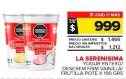 La Serenísima - Yogur Entero/Descrem Firm Vainilla/Frutilla 