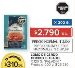 Paladini - LOMO DE CERDO COCIDO FETEADO