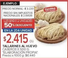 X$ - TALLARINES AL HUEVO CASEROS