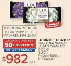 Lux - JABÓN DE TOCADOR ORQUÍDEA NEGRA/ JAZMÍN CREMOSO