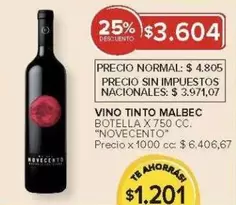 Novecento - VINO TINTO MALBEC
