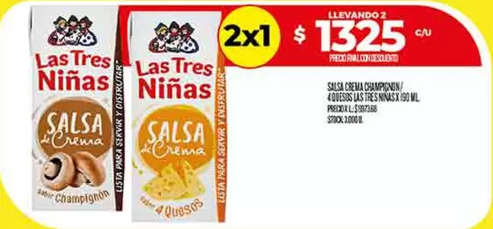 Las Tres Niñas - SALSA CREMA CHAMPIÑON/4QUESOS