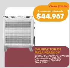Peabody - CALEFACTOR DE MICA PE-CM20B