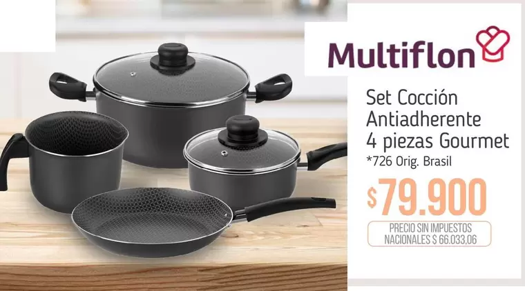 Multiflon - Set Cocción Antiadherente 4 piezas Gourmet