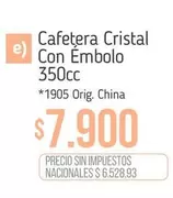 Cristal - Cafetera  Con Embolo 350cc
