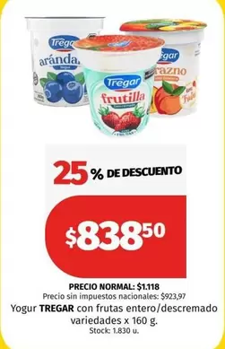 Tregar - Yogur con frutas entero/descremado