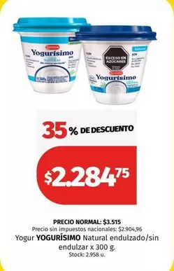 X$ - YOGURÍSIMO Natural endulzado/sin endulzar