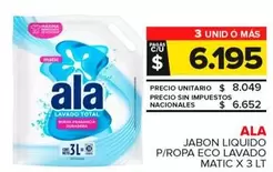 Ala - Jabon Liquido P/Ropa Eco Lavado Matic