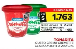 Tonadita - Queso Crema Cremette Classico/Light