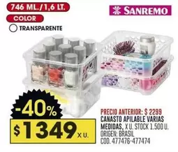 Origen - CANASTO APILABLE VARIAS MEDIDAS