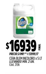 Blem - CERA INCOLORO x 5 LT