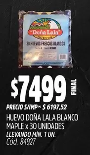 Doña - HUEVO BLANCO MAPLE x 30 UNIDADES