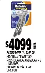 Gillette - MAQUINA DE AFEITAR PRESTOBARBA 3 REGULAR x 2 UNIDADES