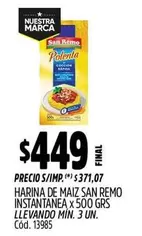 San Remo - HARINA DE MAIZ INSTANTANEA x 500 GRS