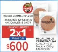 X$ - MEDALLÓN DE CARNE VACUNA