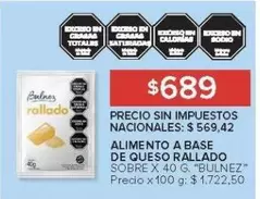 X$ - ALIMENTO A BASE DE QUESO RALLADO