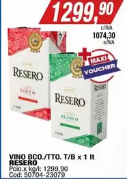 Resero - VINO BCO./TTO. T/B x 1 It