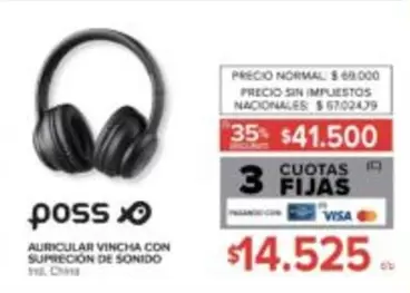 Poss - AURICULAR VINCHA CON SUPRECIÓN DE SONIDO