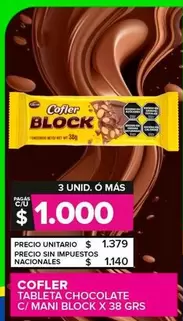 Cofler - Tableta Chocolate C/Mani