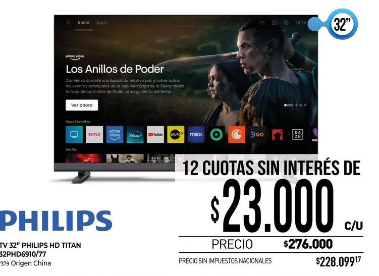 Philips - TV 32" HD TITAN 52PHD6910/77