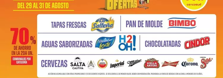 Salta - TAPAS FRESCAS, PAN DE MOLDE, AGUAS SABORIZADAS, CHOCOLATADAS, CERVEZAS