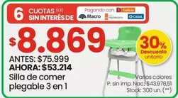 Silla de comer plegable 3 en 1