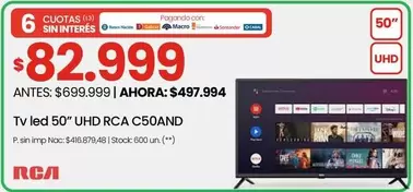 RCA - Tv led 50" UHD C50AND