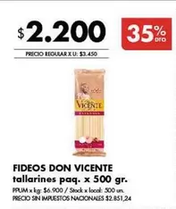 Don Vicente - tallarines paq. x 500 gr.