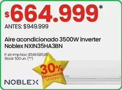 Noblex - Aire acondicionado 3500W inverter NXIN35HA3BN