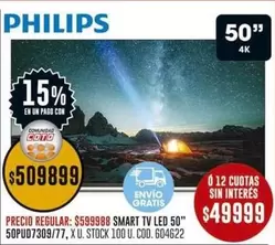 Philips - SMART TV LED 50" 50PUD7309/77
