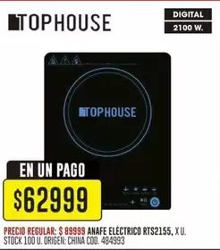 Origen - ANAFE ELÉCTRICO RTS2155