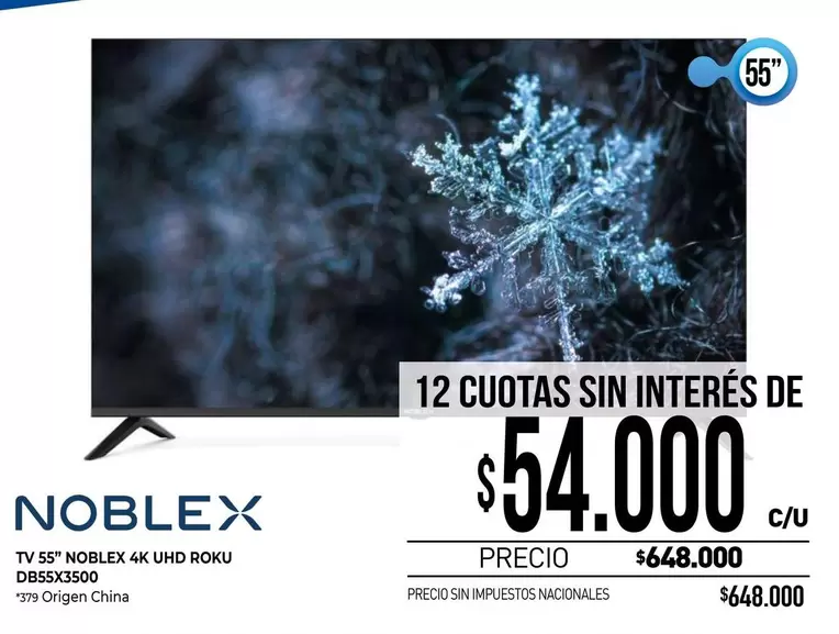Noblex - TV 55" 4K UHD ROKU DBSSX3500