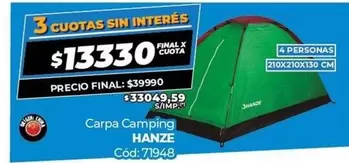 X$ - Carpa Camping Cód: 71948