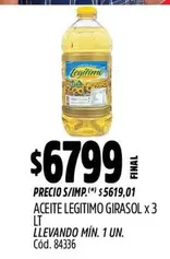 Legítimo - ACEITE GIRASOL x 3 LT