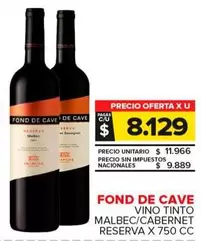 Fond De Cave - Vino Tinto Malbec/Cabernet Reserva