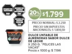 X$ - DULCE UNTABLE DE ALMENDRAS SABOR DULCE DE LECHE