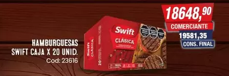 Swift - HAMBURGUESAS CAJA X 20 UNID.