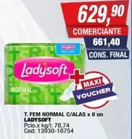 Ladysoft - T. FEM NORMAL C/ALAS x 8 un