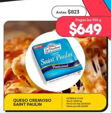 La paulina - QUESO CREMOSO SAINT PAULIN