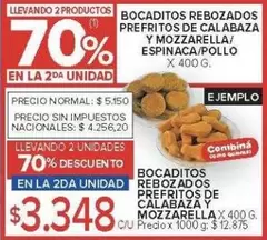 X$ - BOCADITOS REBOZADOS PREFRITOS DE CALABAZA Y MOZZARELLA/ESPINACA/POLLO