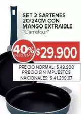 Carrefour - SET 2 SARTENES 20/24CM CON MANGO EXTRAIBLE