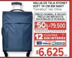 Carrefour - VALIJA DE TELA SYDNEY SOFT 74 CM 8W NAVY