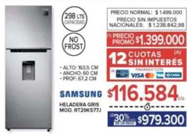 Samsung - HELADERA GRIS MOD. RT29K577J